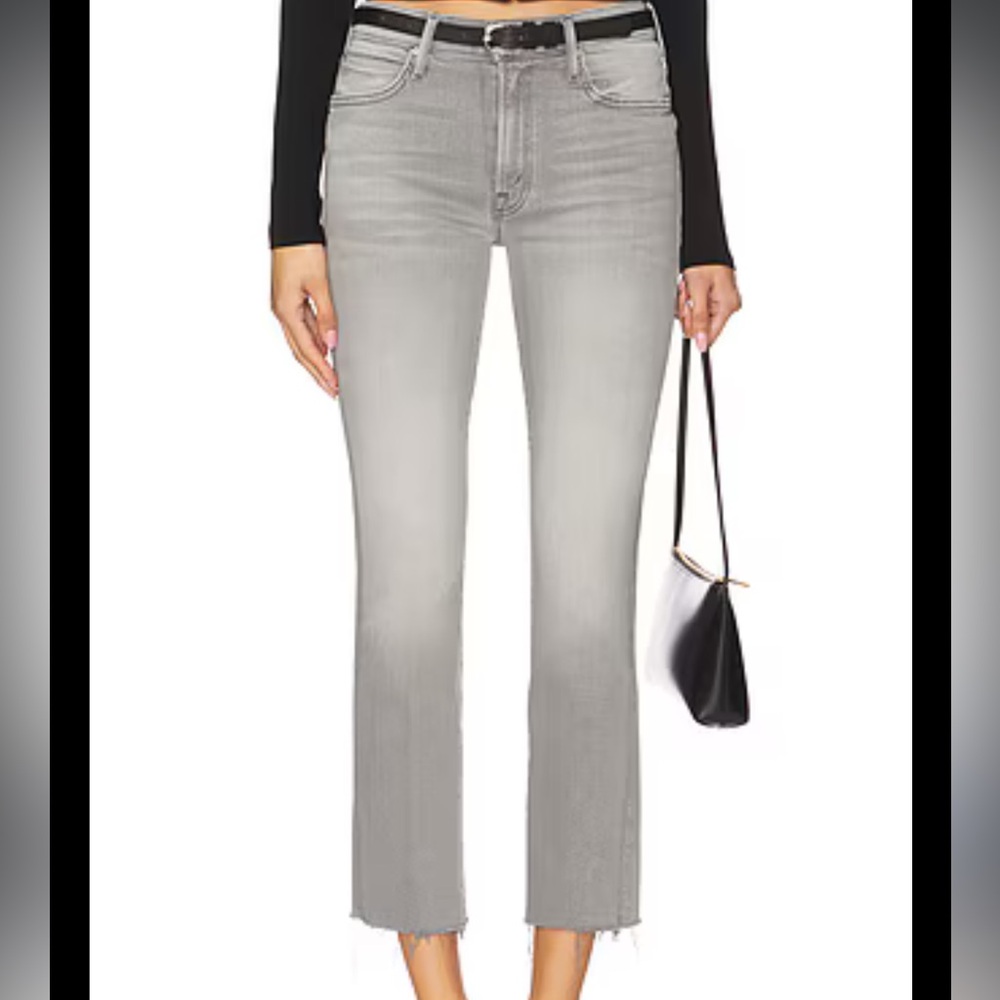 MOTHER the Rascal Ankle Fray Cropped Gray Jeans sz 26 denim pants straight